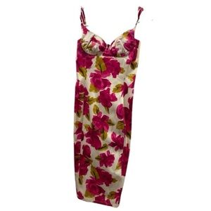 Super sexy Karen Millen Pink Floral Mini bustier Dress size small/4